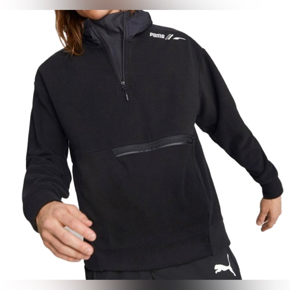 Puma Mens RadCal Polarfleece Half Zip Sweatshirt Casual Comfort Technology Black - Picture 1 of 14